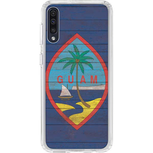Guam Flag Dark Wood Galaxy A50 Clear Case